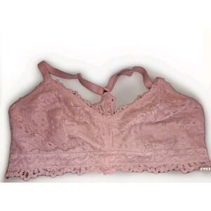 Auden Plus Size 1X Pink Lace Bralette Comfort Wireless Everyday Lounge Bra